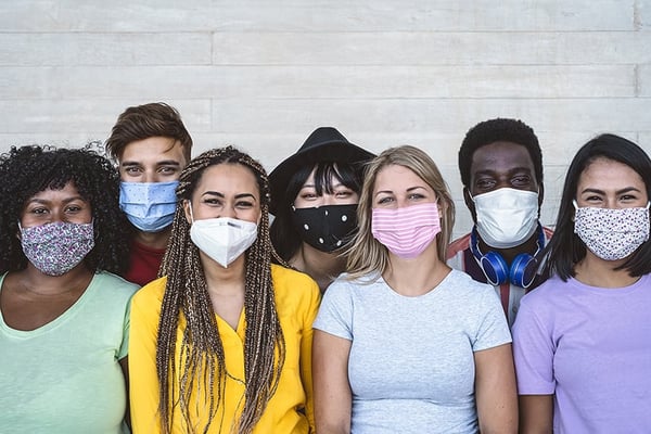 Group wearing masks